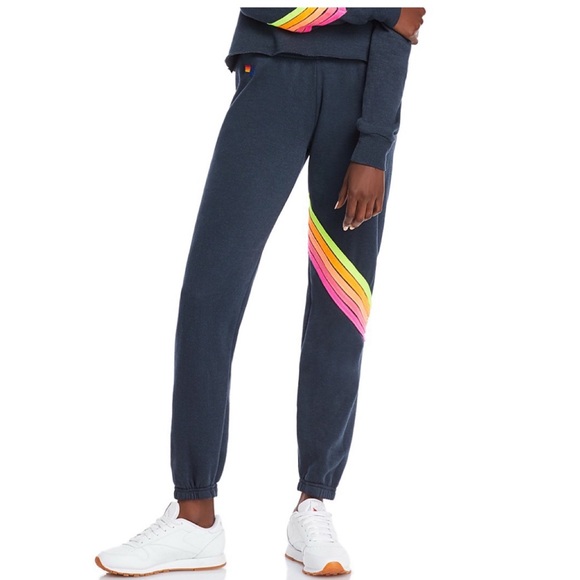 AVIATOR NATION bolt chevron sweatpants jogger in navy neon XS - Picture 8 of 8